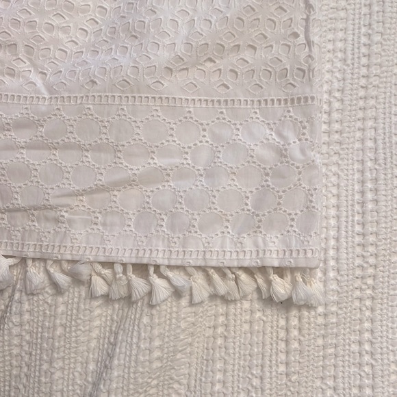 mini ultra white eyelet dress with 3/4 bell sleeves - Picture 3 of 8